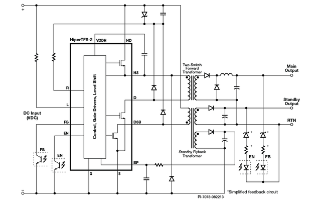 图1.反激式主转换器的简单电路图