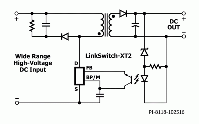 图1所示。LinkSwitch-XT2的典型应用。